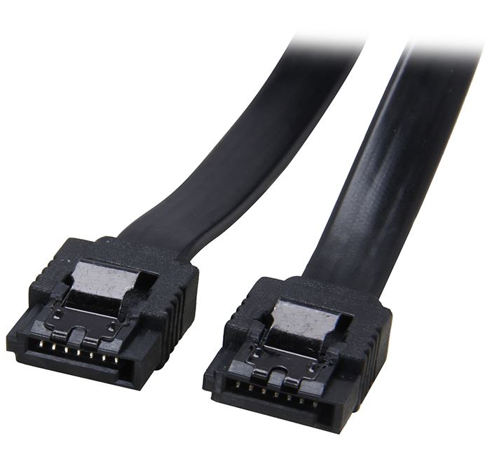 ASTROTEK SATA 3.0 Data Cable 30cm 7 pins Straight to 7 pins Straight with Latch Black Nylon Jacket 26AWG