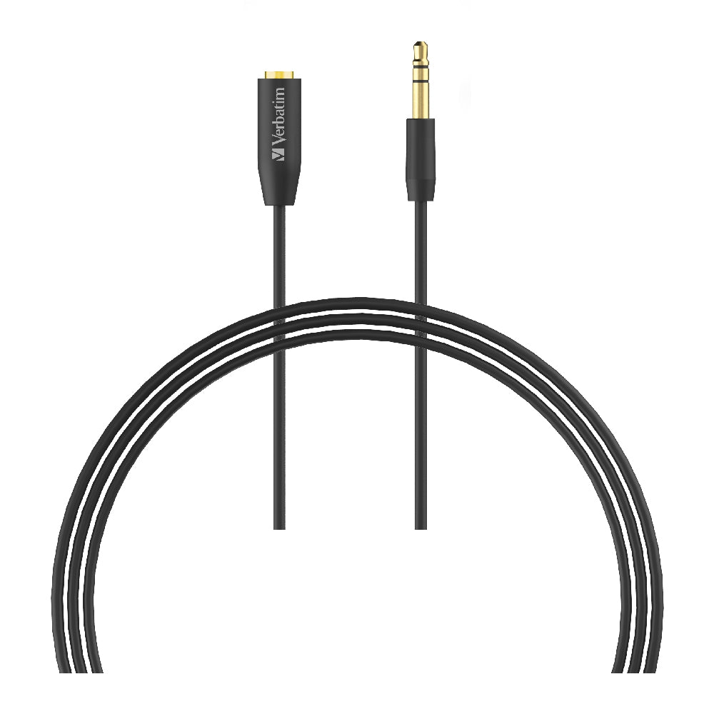 VERBATIM 3.5mm Aux Audio Extension Cable 3m - Black