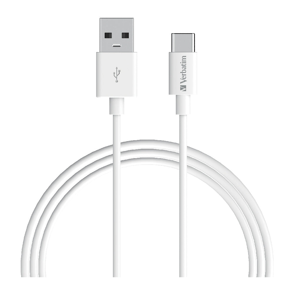 VERBATIM Charge & Sync USB-C Cable 2m - White USB C to USB A