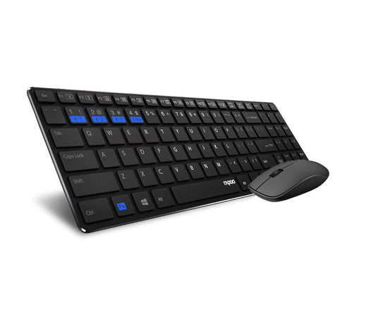 RAPOO 9300M Bluetooth & 2.4G Wireless Multi-mode Keyboard Mouse Combo Black - 1300DPI Spill-Resistant 5.6mm Ultra-Slim  9060M