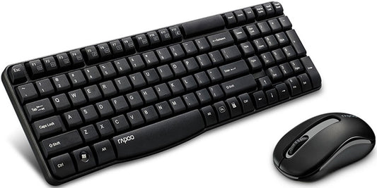 RAPOO X1800S 2.4GHz Wireless Optical Keyboard Mouse Combo Black - 1000DPI Nano Receiver 12m Battery