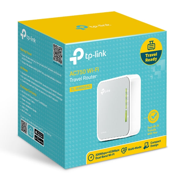 TP-LINK TL-WR902AC AC750 750Mbps Dual Band WiFi Wireless Travel Router 1x100Mbps LAN/WAN USB for 3G/4G Modem Pocket Size WISP AP Range Extender Client