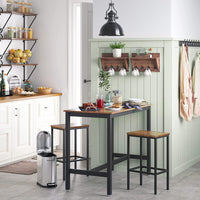 Bar Set Stools of 2 Bar Chairs, Rustic Brown