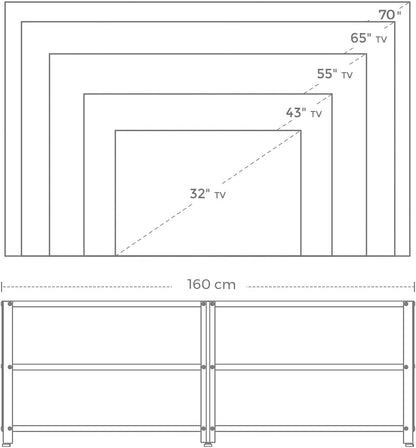 TV Stand for TV Steel Frame up to 178 cm with Shelves for Living Room and Bedroom Furniture Rustic Brown and Black