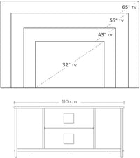 TV Console Unit with Open Storage Rustic Brown and Black Industrial