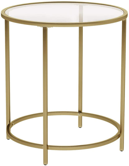 Gold Round Side Table with Golden Metal Frame Robust and Stable