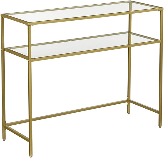 Console Table Metal Frame with 2 Shelves Adjustable Feet