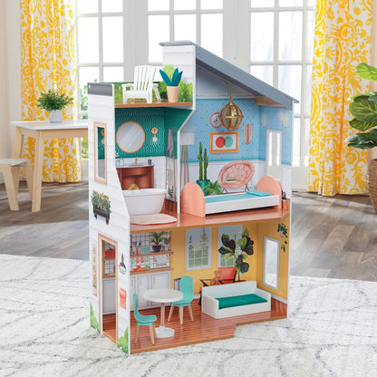 Wooden Dollhouse with Furniture for kids