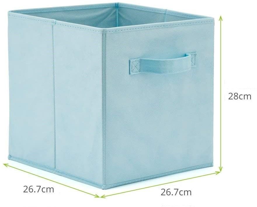 Pack of 6 Foldable Fabric Basket Bin Storage Cube for Nursery, Office and Home Decor (Baby Blue)