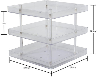 3 Tier 360 Rotating Display Rack Organizer Stand for Clear Nail Polish and Makeup Cosmetics with Acrylic Guard