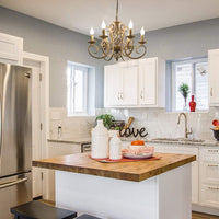 French Country Chandelier, 6 Lights, Rustic