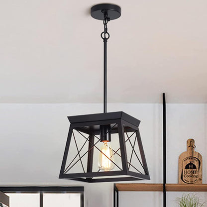 Farmhouse Pendant Light Rustic Lantern Chandelier Black