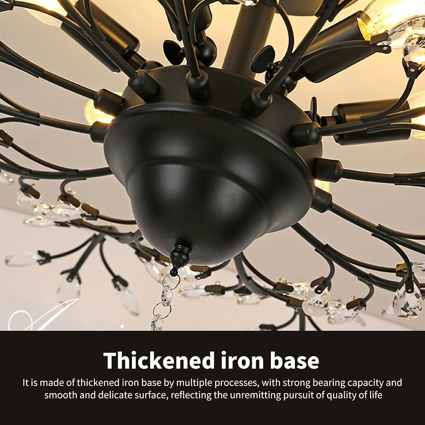 Crystal Chandelier LED Ceiling Light , 4 lights,  Black