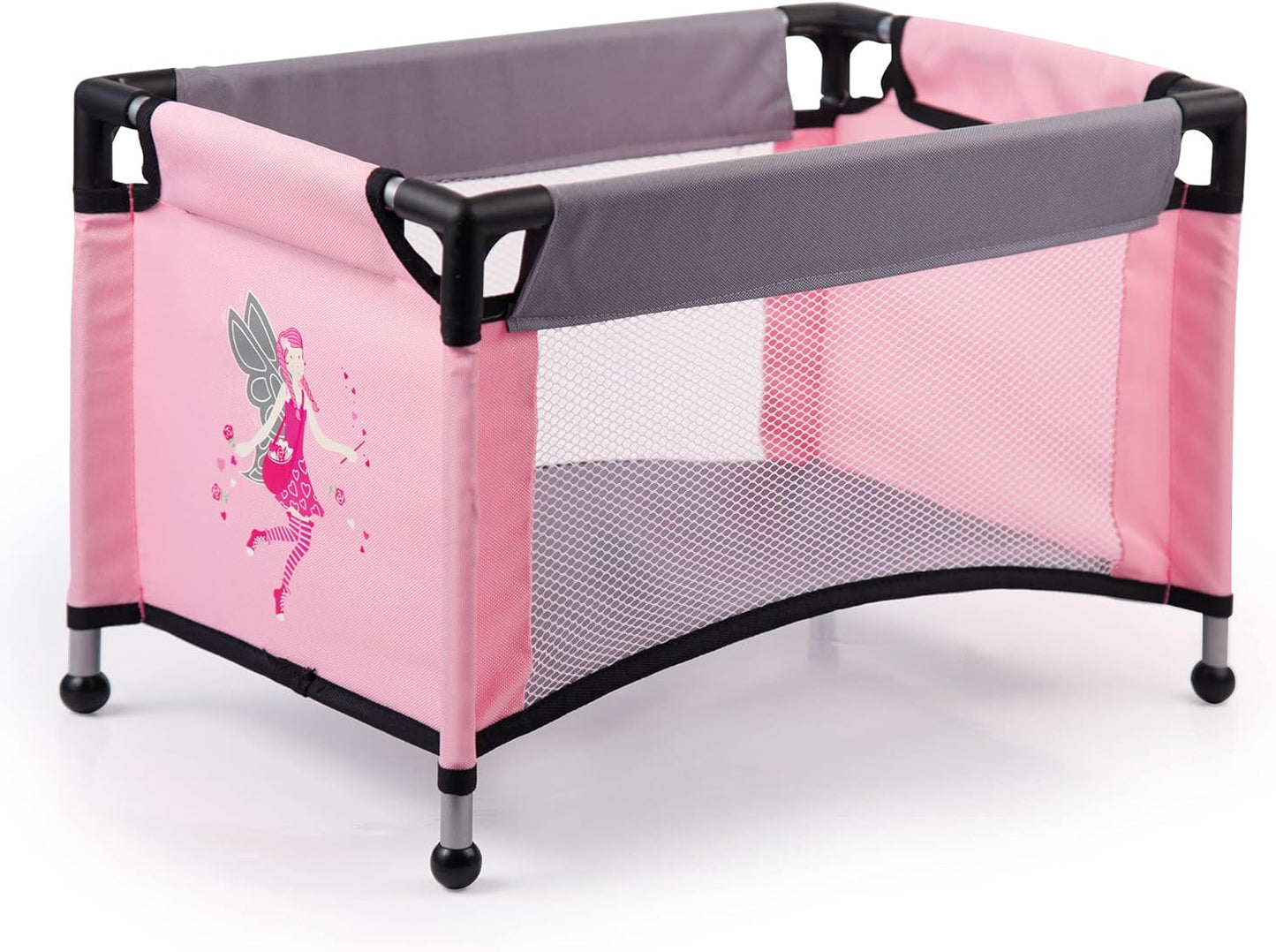 Trendy Dolls Pram & Travel Bed Set - Fairy, Pink, Grey