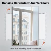 Silver Wall-Mounted Mirror to Hang Horizontal or Vertical for Bedroom and Bathroom (91 x 61cm)