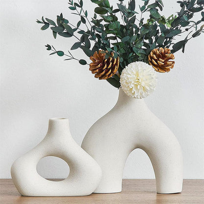 Ceramic Set of 2 Modern White Vases for Home D�cor