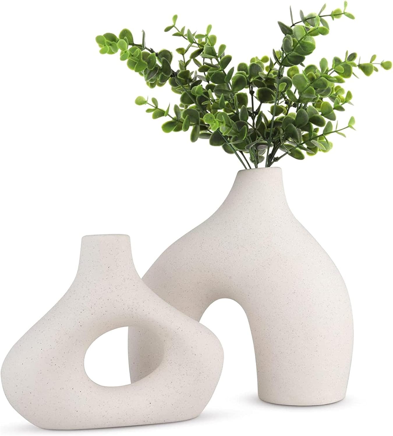 Ceramic Set of 2 Modern White Vases for Home D�cor