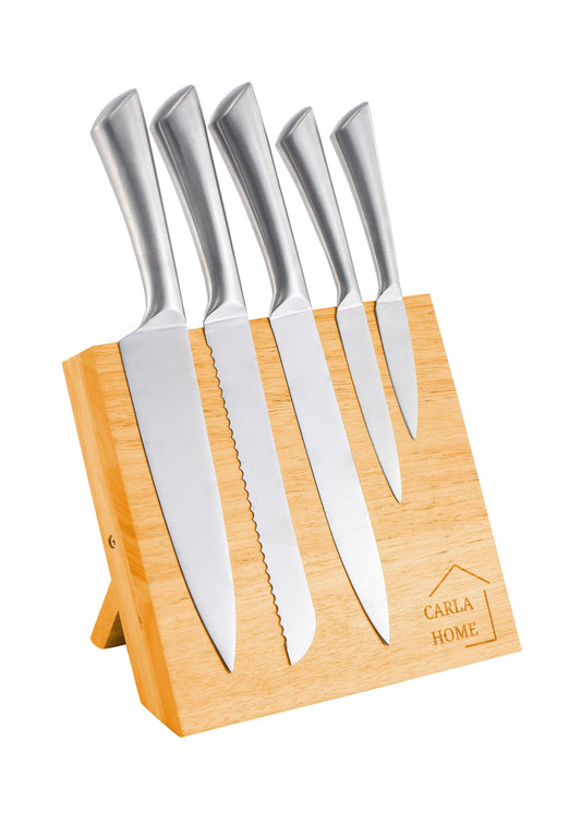 Natural Bamboo Magnetic Knife Block Holder with Strong Magnets for Home Kitchen Storage & Organisation