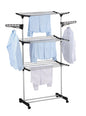 Folding 3 Tier Clothes Laundry Drying Rack with Stainless Steel Tubes for Indoor & Outdoor Home