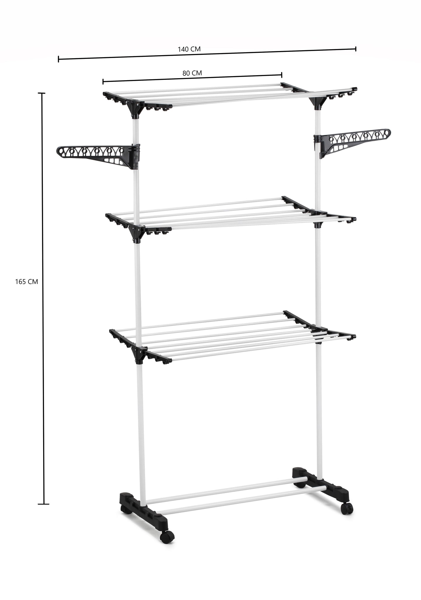 CARLA HOME Folding 3 Tier Clothes Laundry Drying Rack with Stainless Steel Tubes for Indoor & Outdoor Home