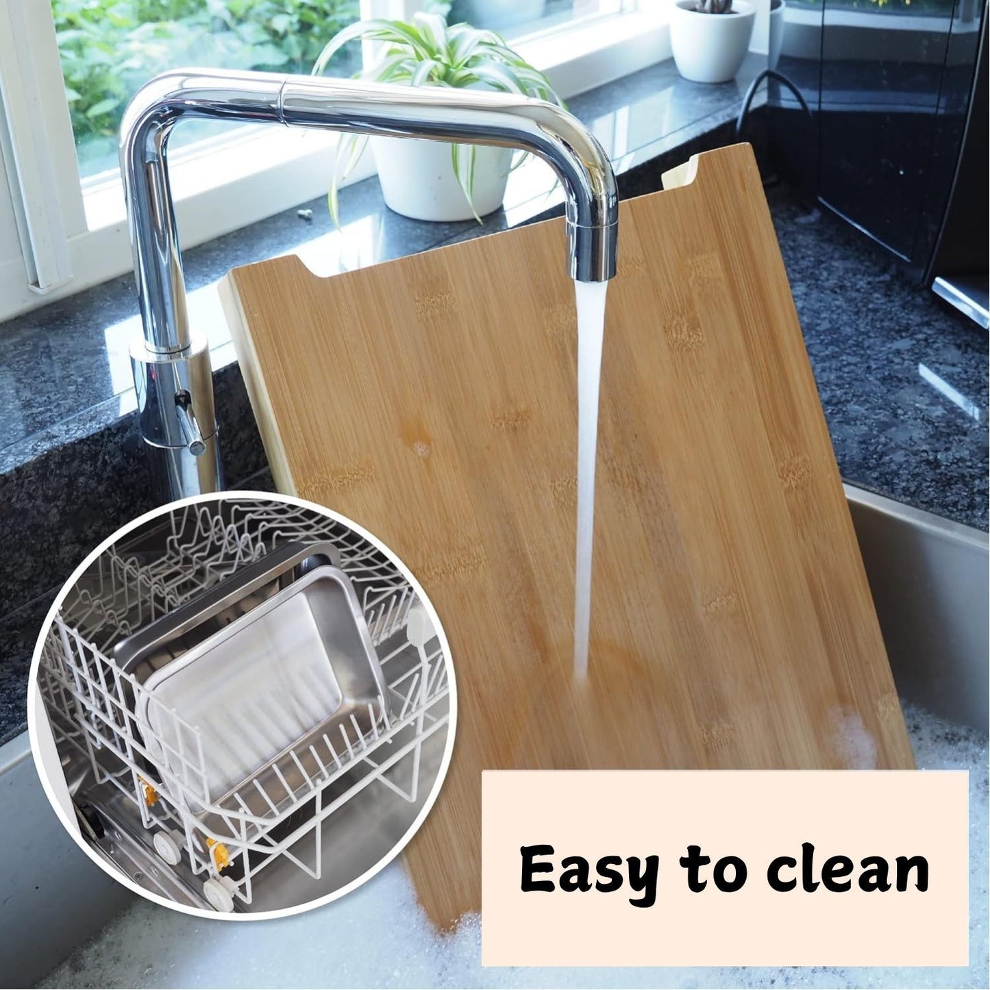 Chopping Board with with 2 Organiser Stainless Steel Trays Containers