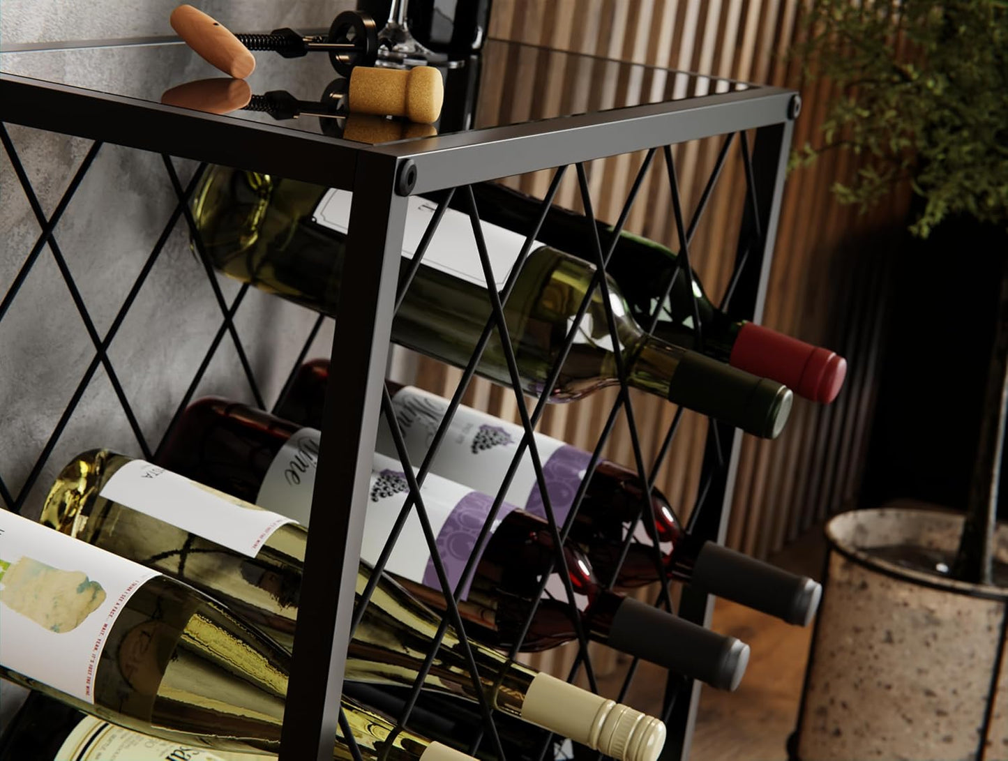 Freestanding Metal Wine Rack for 25 Bottles