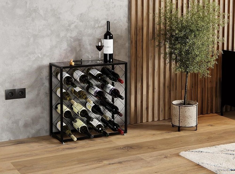 Freestanding Metal Wine Rack for 25 Bottles