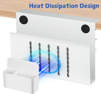Under Desk Side Laptop Holder Storage with No Drill Cable Management Tray and Pen Storage for Office and Home