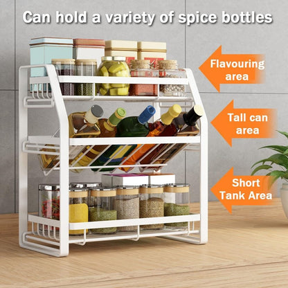 3-Tier Detachable Spice Rack Storage Organiser for Kitchen Countertop