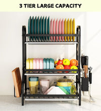 Dish Drying Rack 3 Tier Large Capacity Kitchen Storage with Utensil and Cutting Board Holder