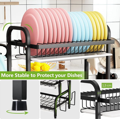 Dish Drying Rack 3 Tier Large Capacity Kitchen Storage with Utensil and Cutting Board Holder