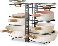 CARLA HOME Adjustable 8-Tier Pan Rack Pot Organizer for Kitchen Cabinet