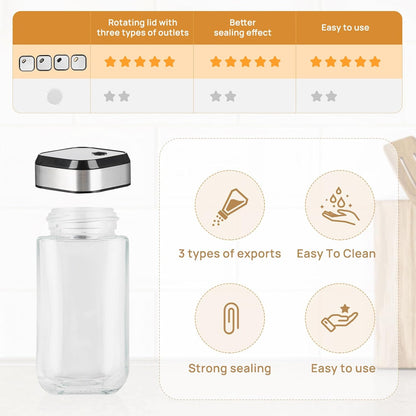 CARLA HOME Rotating Spice Rack Organizer with 20 Glass Jars for Kitchen Countertop