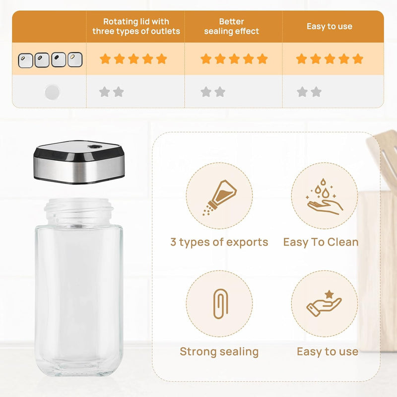 CARLA HOME Rotating Spice Rack Organizer with 20 Glass Jars for Kitchen Countertop