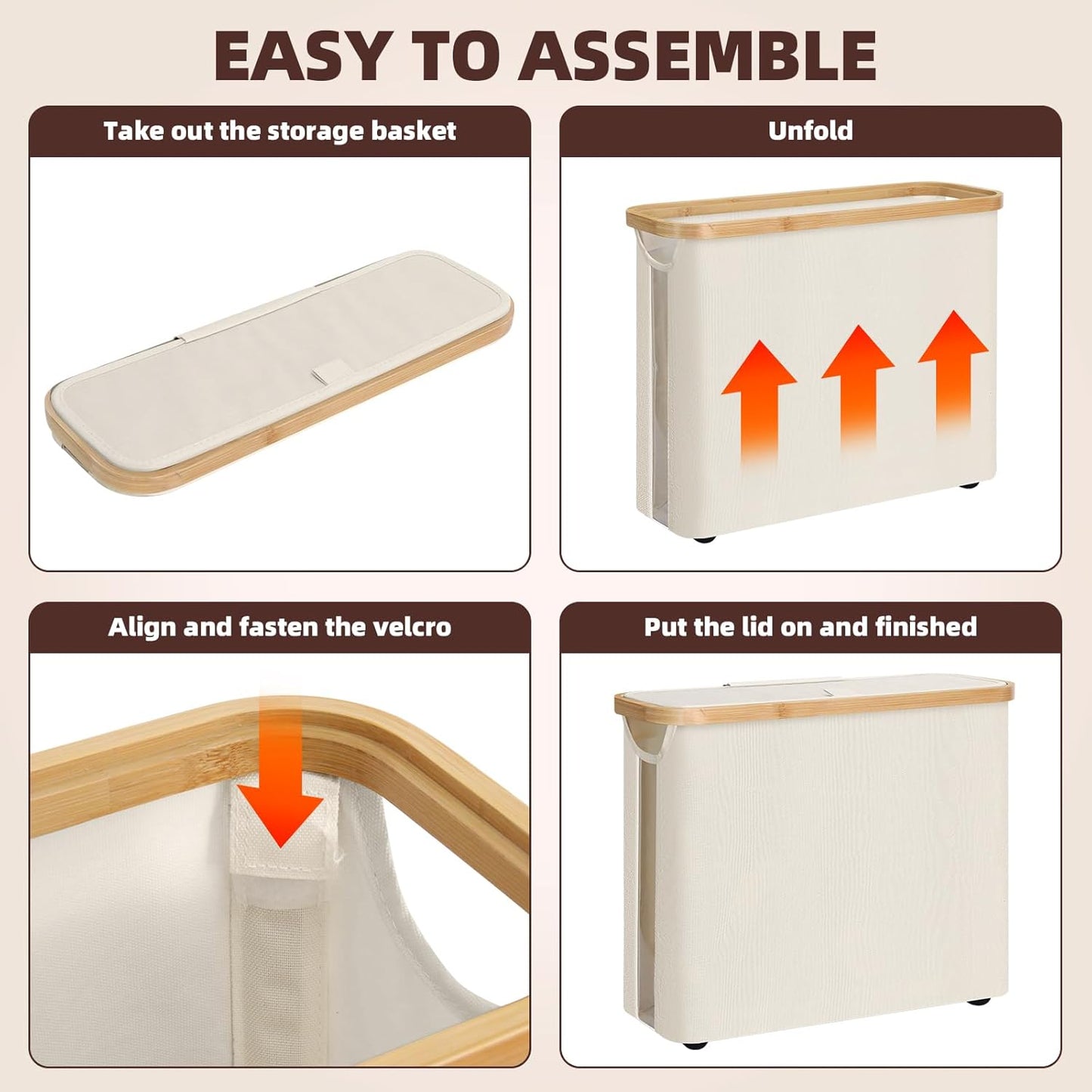 CARLA HOME Toilet Paper Storage Basket Holds Up to 12 Rolls with Bamboo Lid and Handle for RV Closet (White)