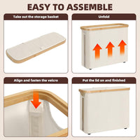 CARLA HOME Toilet Paper Storage Basket Holds Up to 12 Rolls with Bamboo Lid and Handle for RV Closet (White)