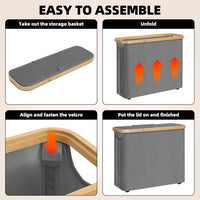 CARLA HOME Toilet Paper Storage Basket Holds Up to 12 Rolls with Bamboo Lid and Handle for RV Closet (Grey)