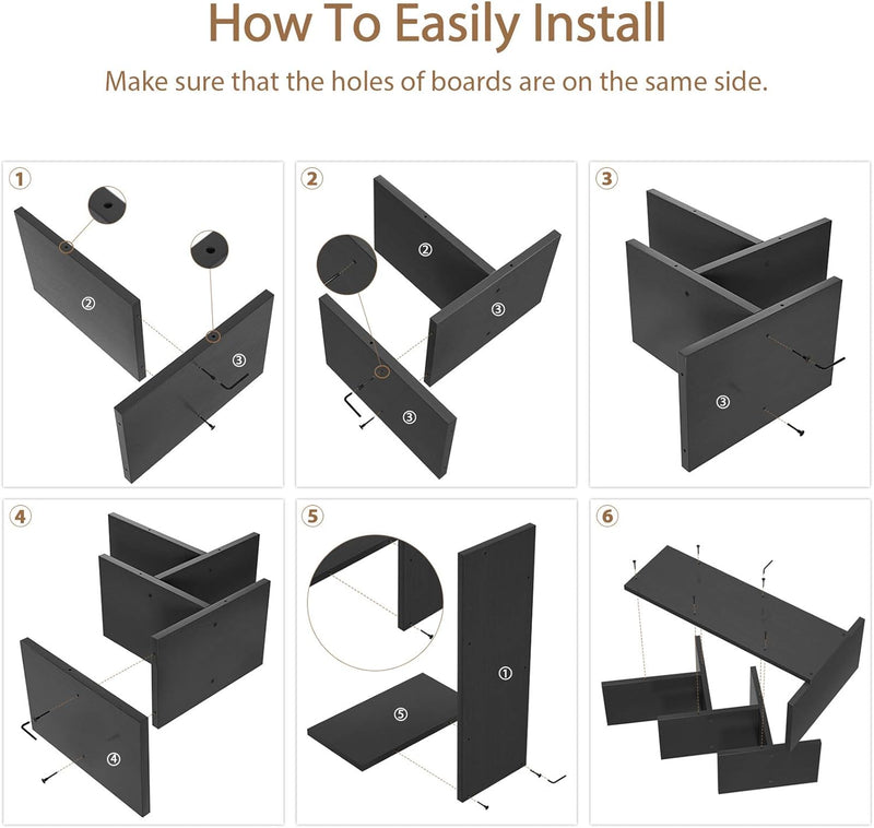 CARLA HOME 5-Tier Tree Bookshelf Storage Rack for Home Office or Bedroom (Black)