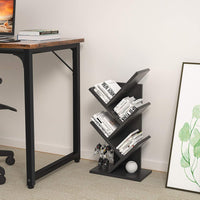 CARLA HOME 5-Tier Tree Bookshelf Storage Rack for Home Office or Bedroom (Black)