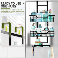 CARLA HOME Over the Door 3-tier Shower Caddy Organizer Shelf with Hooks for Bathroom
