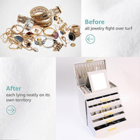 CARLA HOME  6-Layer Large Jewelry Organizer Box for Women with Mirror, Drawers, Hooks & Dividers for Rings, Necklaces, Bracelets, Ideal Gift for Women (White)