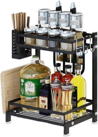 CARLA HOME 2-Tier Kitchen Spice Rack Organizer Storage Shelf for Condiments, Oil Bottles, Utensils, Cutting Board & More