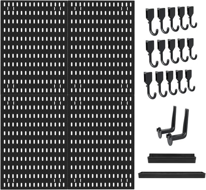 CARLA HOME Pegboard Wall Organizer Kit with 4 Modular Black Pegboards & 19 Accessories for Gaming, Office & Craft Storage (Black)