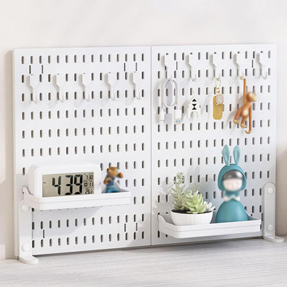 CARLA HOME 2 Pack Desk Pegboard Organizer Kit  with Hooks, Tray & Mount Ideal for Office, Gaming Setup & Home Workspace Organization (White)