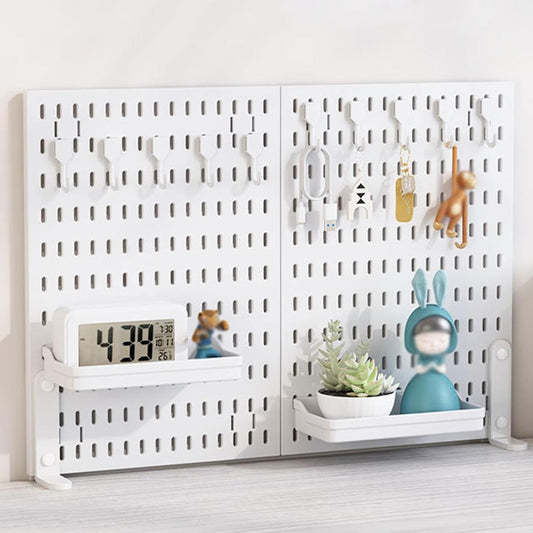 CARLA HOME 2 Pack Desk Pegboard Organizer Kit  with Hooks, Tray & Mount Ideal for Office, Gaming Setup & Home Workspace Organization (White)