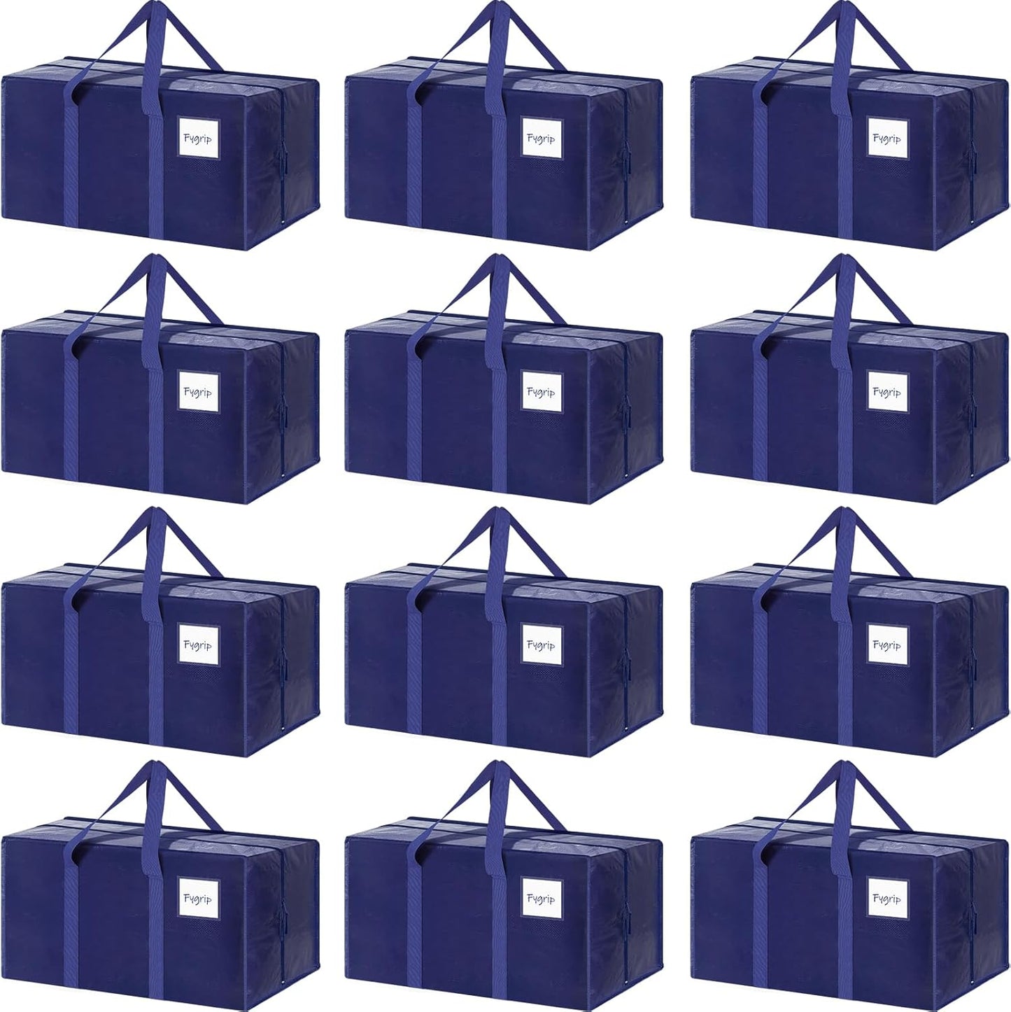 CARLA HOME 12-Pack Large Moving Storage Bags with Zippers & Handles with 95 Liters Capacity for Space Saving, Travel, Camping & Organization (Blue)