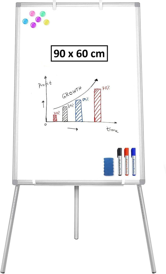 CARLA HOME Whiteboard Easel Portable Magnetic Dry Erase Board with Adjustable Tripod Stand & Height Adjustable for Office & Home (90x60cm)