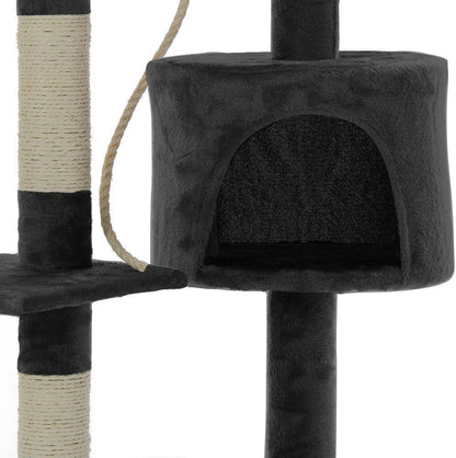 CARLA HOME 140cm Cat Tree for Indoor Cats with Plush Perch, Sisal Scratching Posts & Condo for Kittens & Adult Cats (Dark Grey)