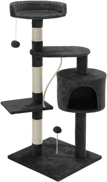 CARLA HOME 140cm Cat Tree for Indoor Cats with Plush Perch, Sisal Scratching Posts & Condo for Kittens & Adult Cats (Dark Grey)