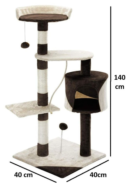 CARLA HOME 140cm Cat Tree for Indoor Cats with Plush Perch, Sisal Scratching Posts & Condo for Kittens & Adult Cats (Beige)